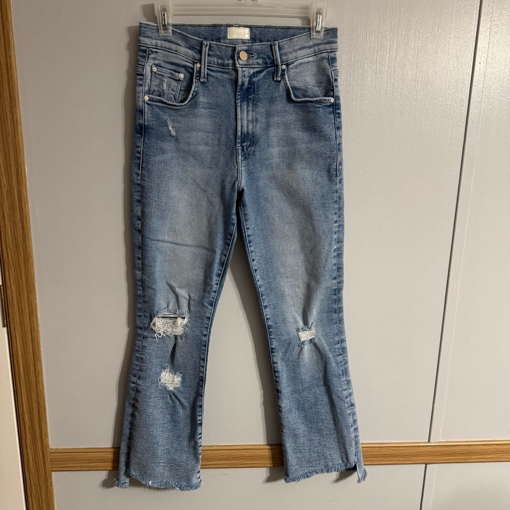 MOTHER The Insider Crop Step Fray Love in A Boat Distressed Jeans Size 28